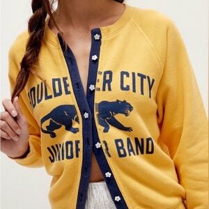 Free People Mustard and Navy Cardigan